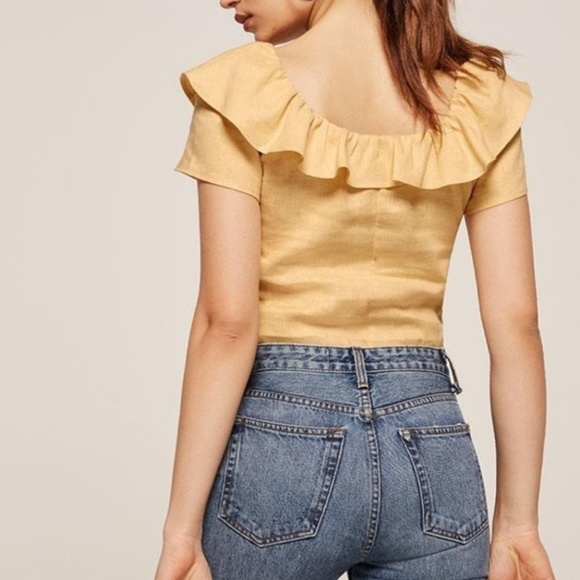 🆕 Reformation Athena Ruffle Top Buttercup XS - Picture 5 of 5